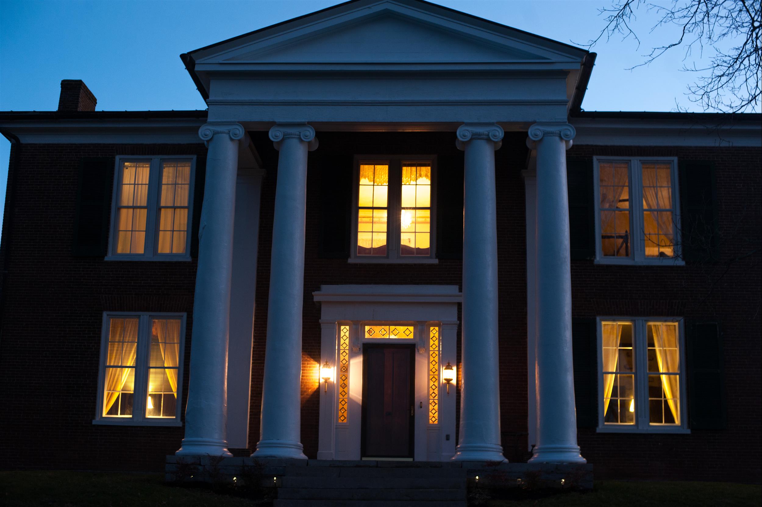 view of house at night